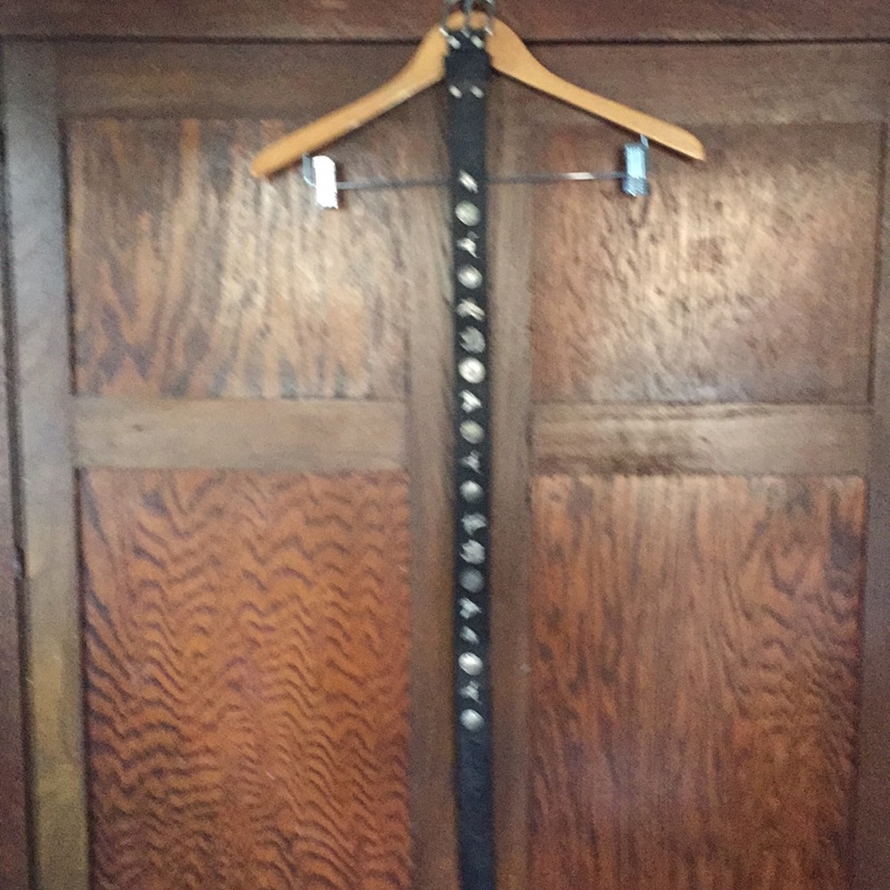 Black leather studded belt